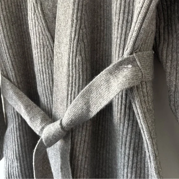 Cozy Gray Ribbed Knit Cardigan - Picture 3 of 5